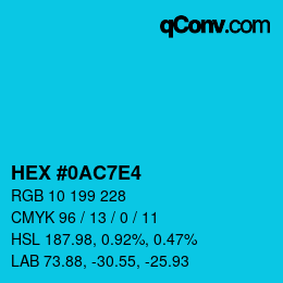 Color code: HEX #0AC7E4 | qconv.com