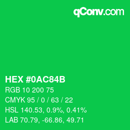 Color code: HEX #0AC84B | qconv.com