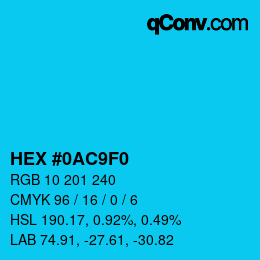 Color code: HEX #0AC9F0 | qconv.com