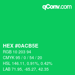 Farbcode: HEX #0ACB5E | qconv.com