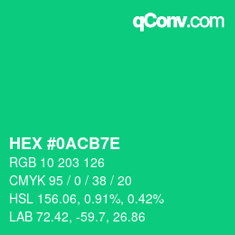 Color code: HEX #0ACB7E | qconv.com