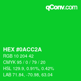 Color code: HEX #0ACC2A | qconv.com