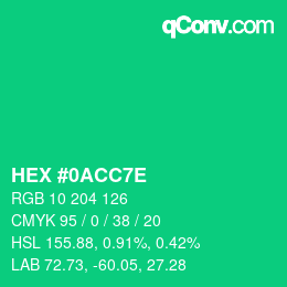 Farbcode: HEX #0ACC7E | qconv.com