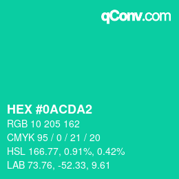颜色代码: HEX #0ACDA2 | qconv.com