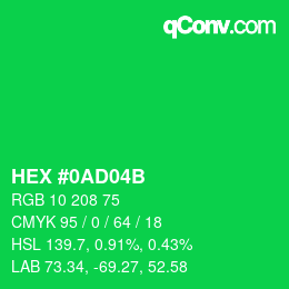 Color code: HEX #0AD04B | qconv.com