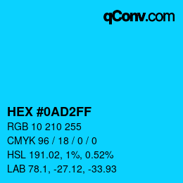 Color code: HEX #0AD2FF | qconv.com