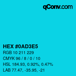 Color code: HEX #0AD3E5 | qconv.com