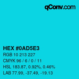 カラーコード: HEX #0AD5E3 | qconv.com