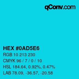 カラーコード: HEX #0AD5E6 | qconv.com