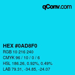 Color code: HEX #0AD8F0 | qconv.com