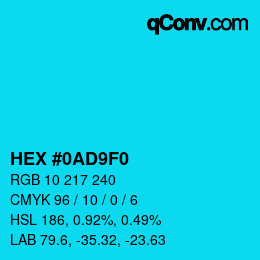 Color code: HEX #0AD9F0 | qconv.com