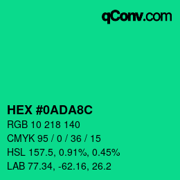 Color code: HEX #0ADA8C | qconv.com