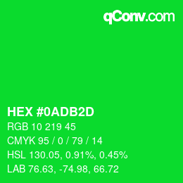 Color code: HEX #0ADB2D | qconv.com