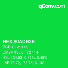 Color code: HEX #0ADB3E | qconv.com