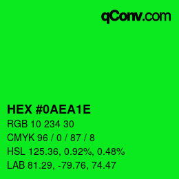 Color code: HEX #0AEA1E | qconv.com