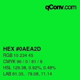 カラーコード: HEX #0AEA2D | qconv.com