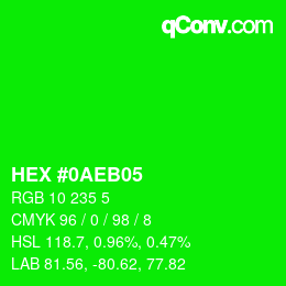Color code: HEX #0AEB05 | qconv.com
