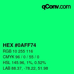Color code: HEX #0AFF74 | qconv.com