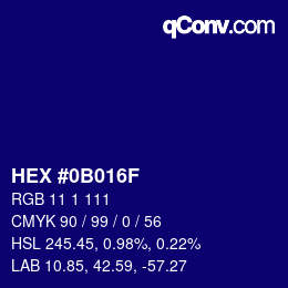 Color code: HEX #0B016F | qconv.com