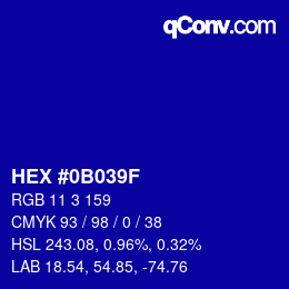 Color code: HEX #0B039F | qconv.com