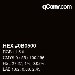 Color code: HEX #0B0500 | qconv.com