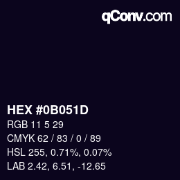 カラーコード: HEX #0B051D | qconv.com