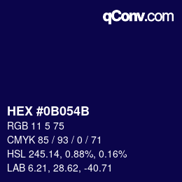 Color code: HEX #0B054B | qconv.com