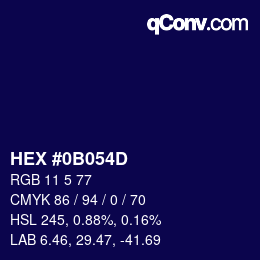 Color code: HEX #0B054D | qconv.com