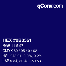 Color code: HEX #0B0561 | qconv.com