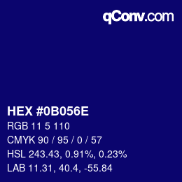 Color code: HEX #0B056E | qconv.com