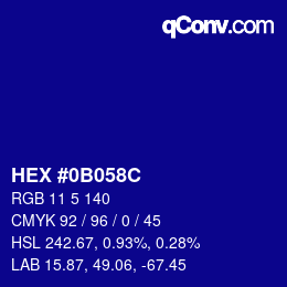 Color code: HEX #0B058C | qconv.com