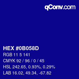 Color code: HEX #0B058D | qconv.com