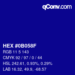 Color code: HEX #0B058F | qconv.com