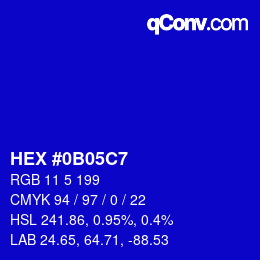 カラーコード: HEX #0B05C7 | qconv.com