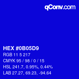 Color code: HEX #0B05D9 | qconv.com
