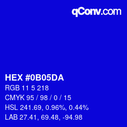 Color code: HEX #0B05DA | qconv.com