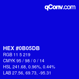 Farbcode: HEX #0B05DB | qconv.com
