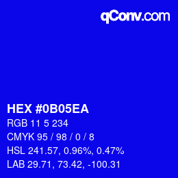 Color code: HEX #0B05EA | qconv.com