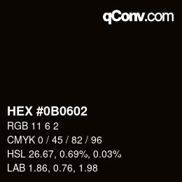 Color code: HEX #0B0602 | qconv.com