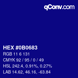 Color code: HEX #0B0683 | qconv.com