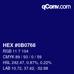 Color code: HEX #0B0768 | qconv.com