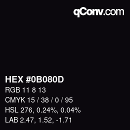 Color code: HEX #0B080D | qconv.com