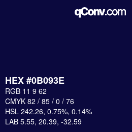 Color code: HEX #0B093E | qconv.com