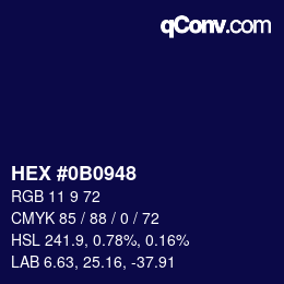 Color code: HEX #0B0948 | qconv.com