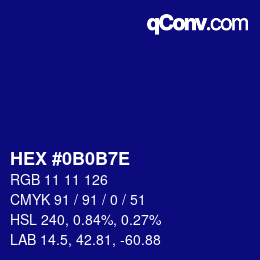 Color code: HEX #0B0B7E | qconv.com