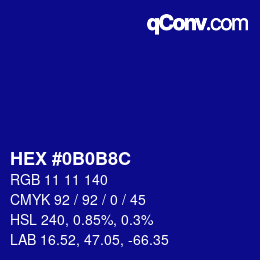 Color code: HEX #0B0B8C | qconv.com