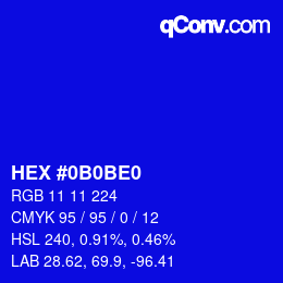 Color code: HEX #0B0BE0 | qconv.com