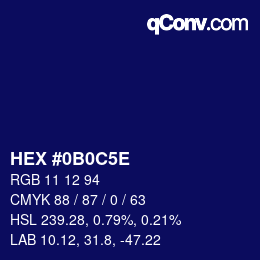 Code couleur: HEX #0B0C5E | qconv.com