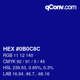 Color code: HEX #0B0C8C | qconv.com