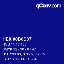 Color code: HEX #0B0D87 | qconv.com